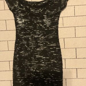 Brat Star Metallic Black Mini Dress
